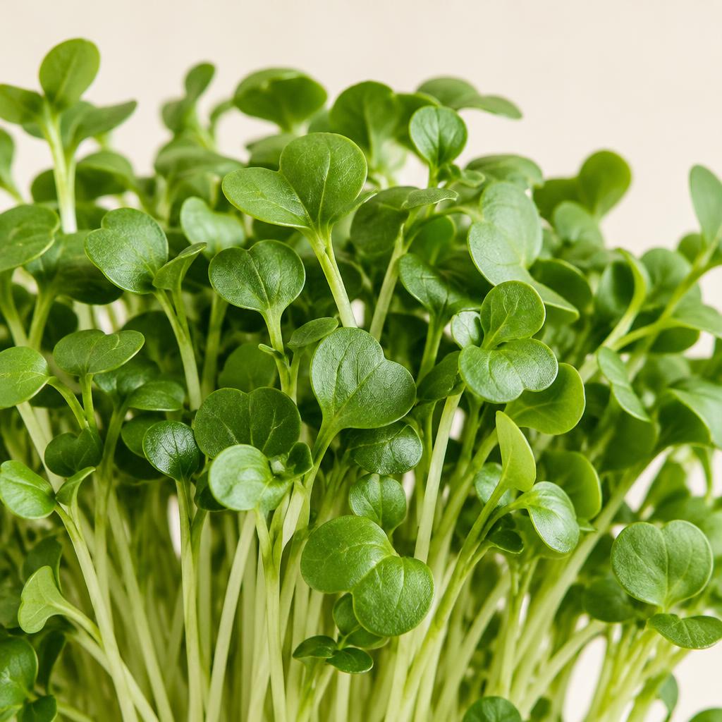 Botanical concept photograph of delicate green broccoli microgreens